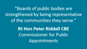Boards of public bodies are strengthened by being representative of the communities they serve. Quote by the Right Honourable Peter Riddell CBE